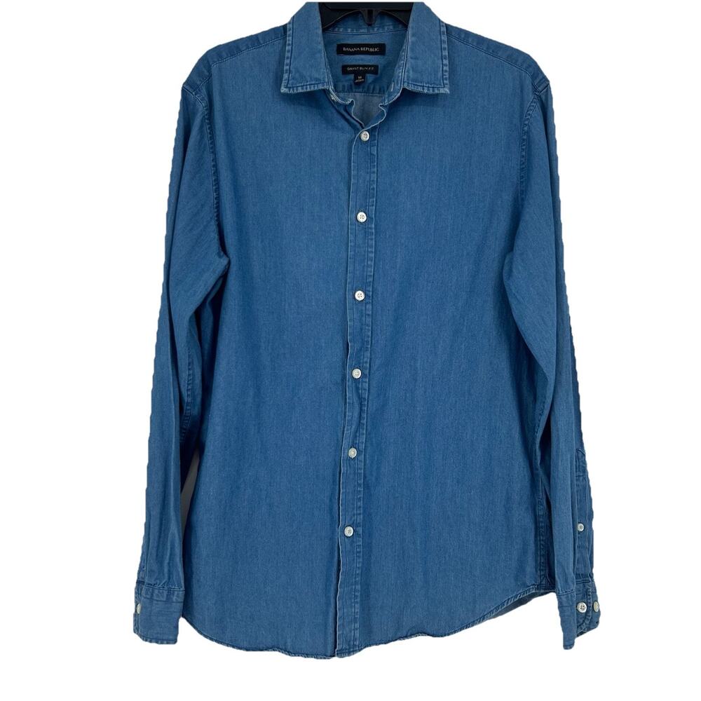 Banana Republic Mens Grant Slim Fit Chambray Button Up Shirt Long Sleeve Size M